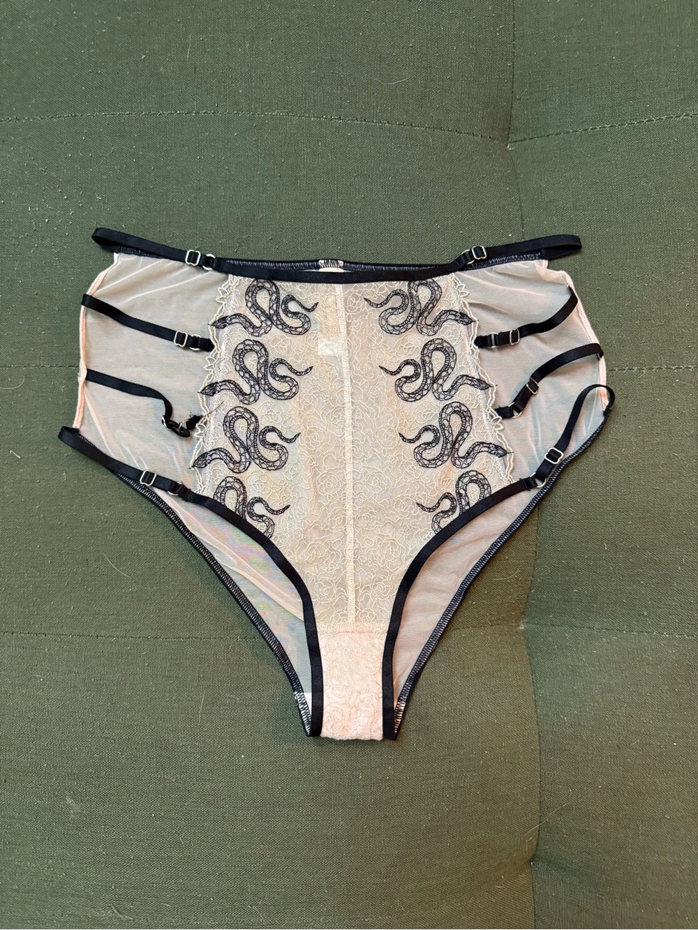 Playful Promises Dakota Snake High Waist Brief with Ring Details and Straps